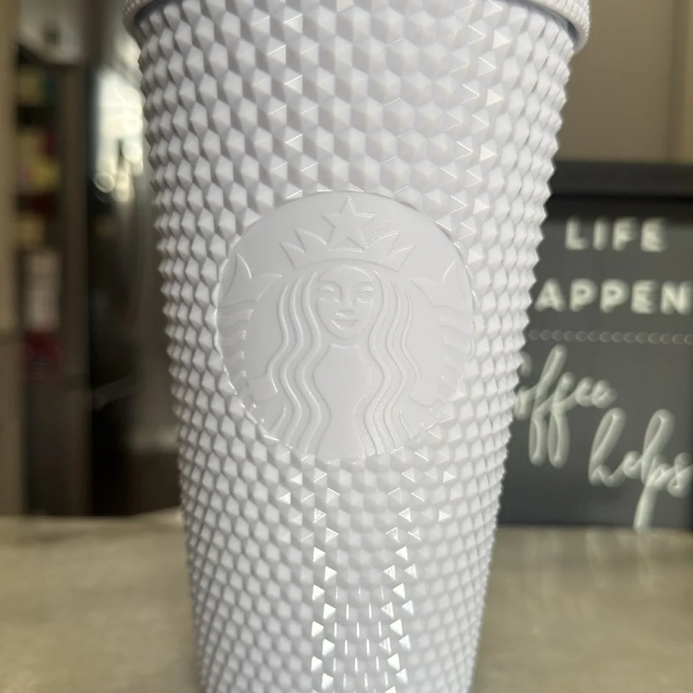 Starbucks Reusable Cold Cup 16 oz White Bling NWT